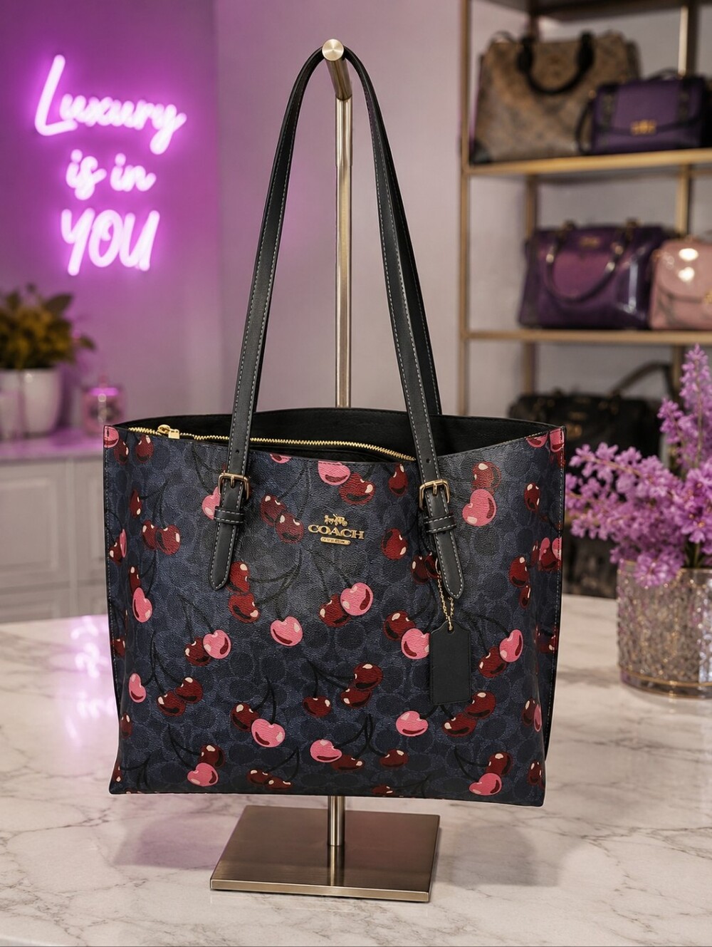 Coach Cherry Signature Mollie Tote – NWOT 🍒